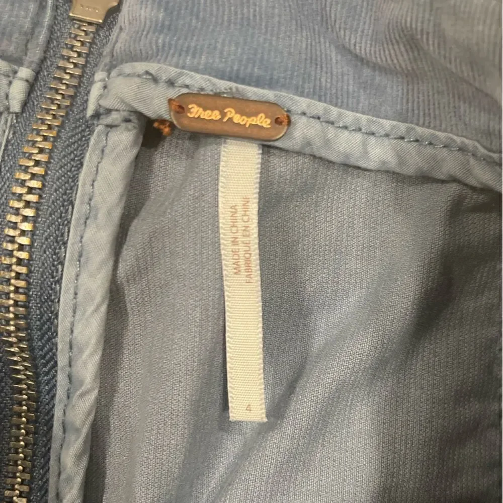 Free People Modern Femme Cord Mini Skirt In Metal Blue .Size 4 - Picture 7 of 13